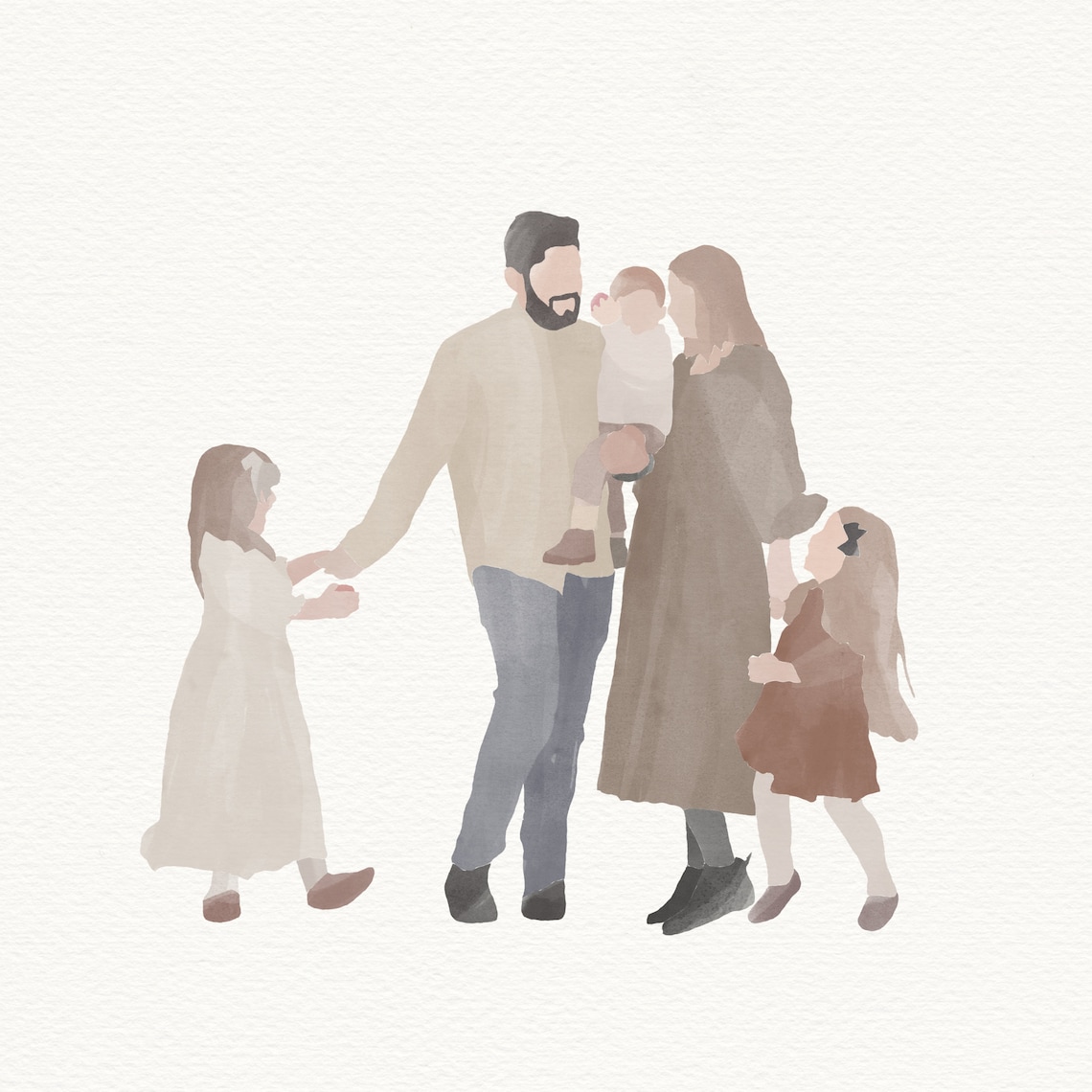 Family Portrait Custom Watercolor Portrait