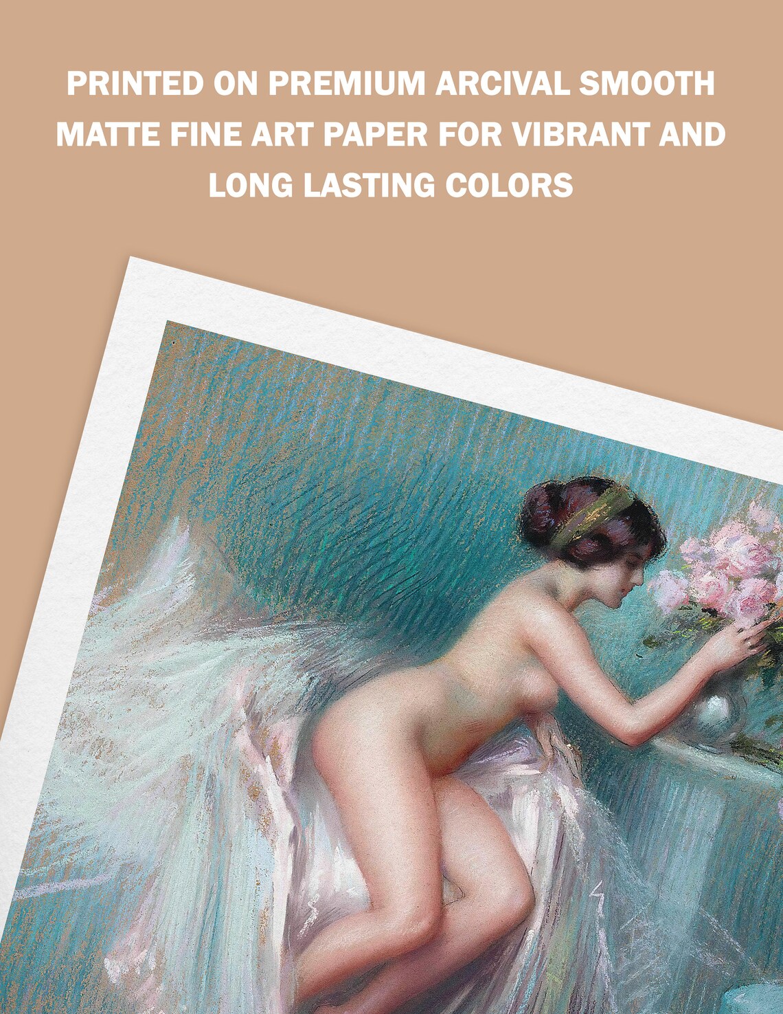 Woman Arranging Pink Roses Delphin Enjolras French Pastel Poster - Image 3