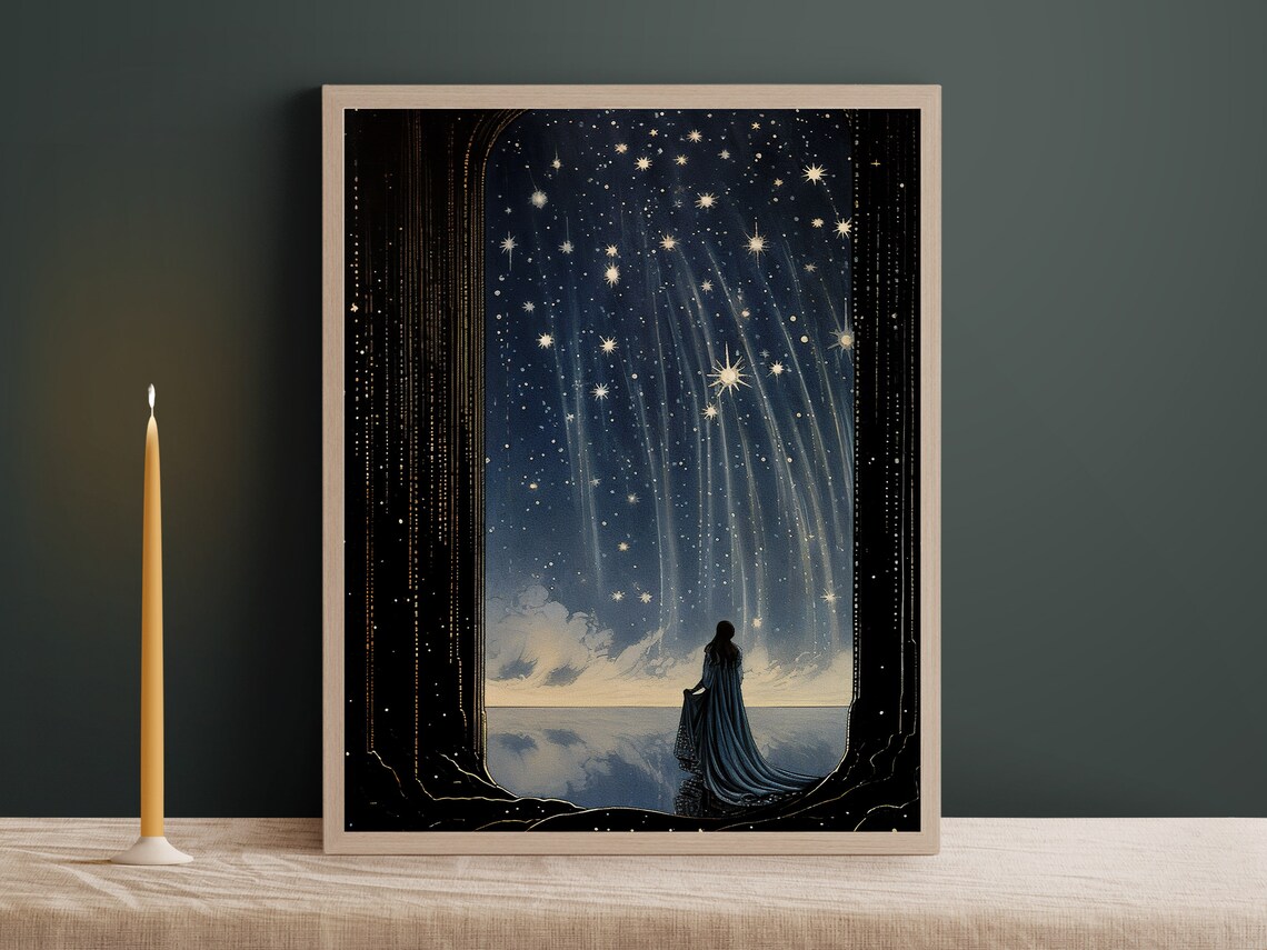 Woman Under The Stars, Vintage Celestial Art Print - Image 2