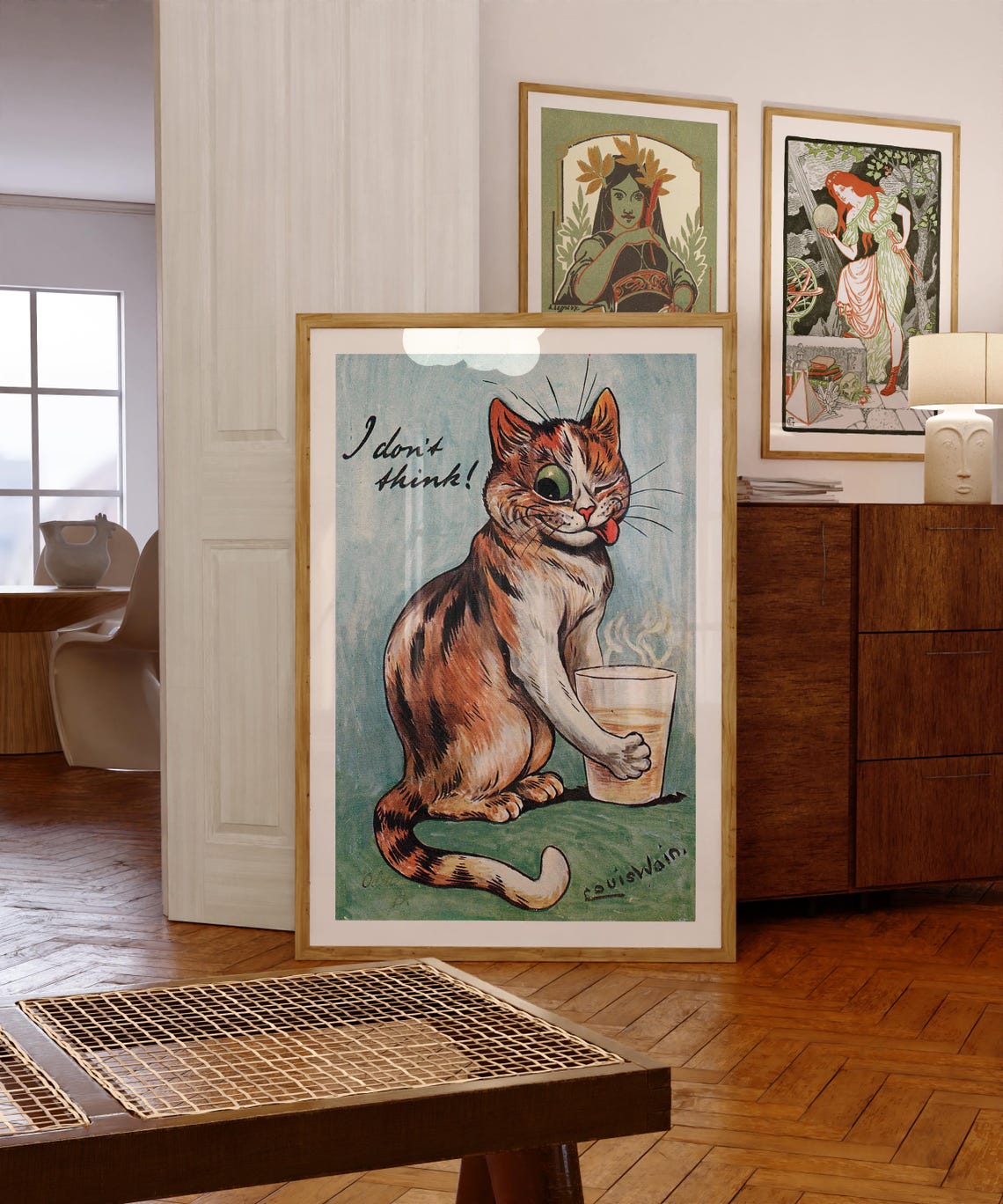 Louis Wain Cat Saying I Don't Think Vintage Funny Pet Poster - Image 2