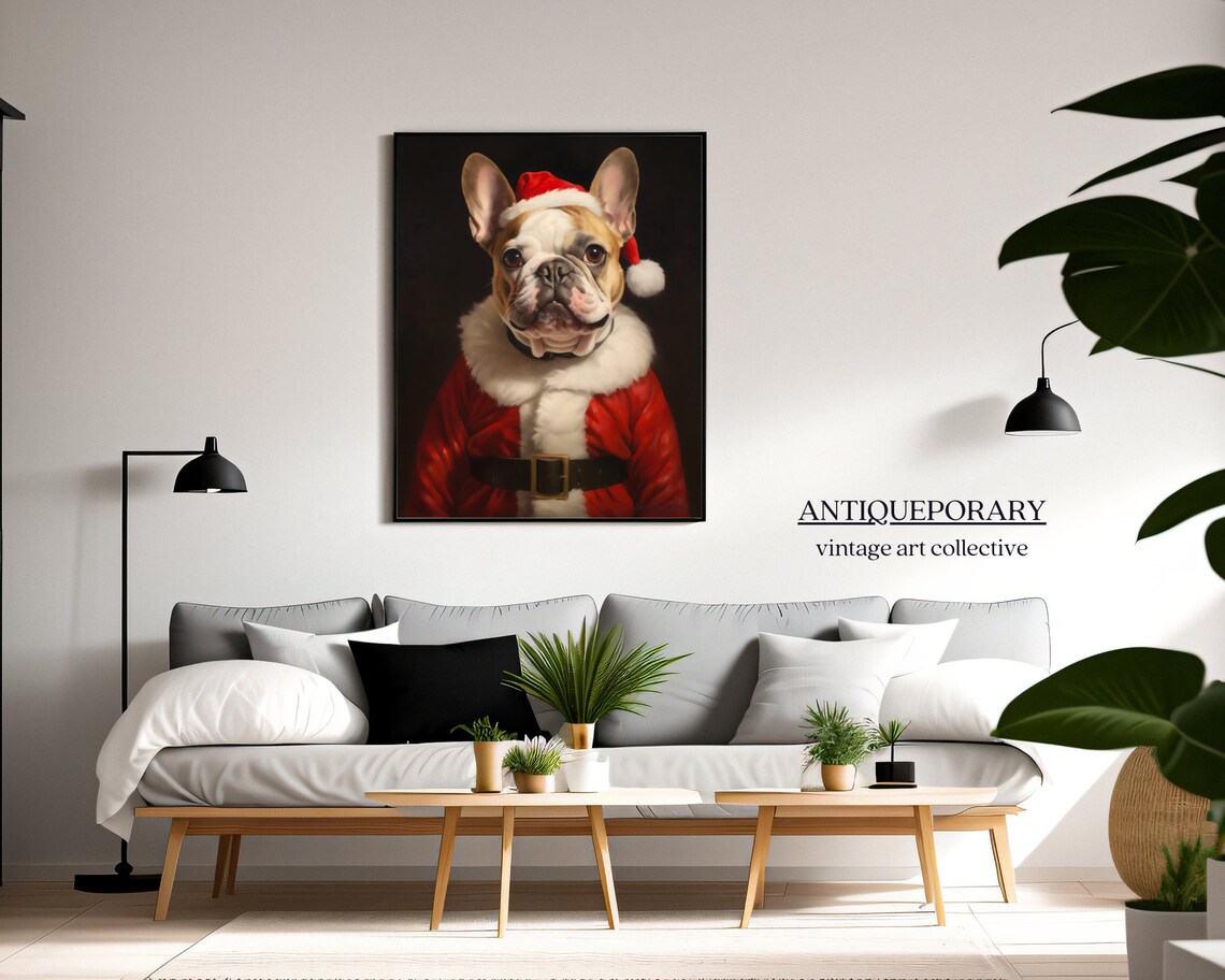 French Bulldog Dressed as Santa Claus Christmas Portrait Poster - Image 6
