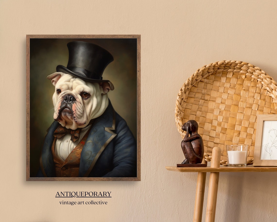 Victorian Animal Portrait Dressed Animal Prints Royal Bulldog Poster Pet Portrait Altered Art Renaissance Dog Portrait Animal Lover Gift - Image 2