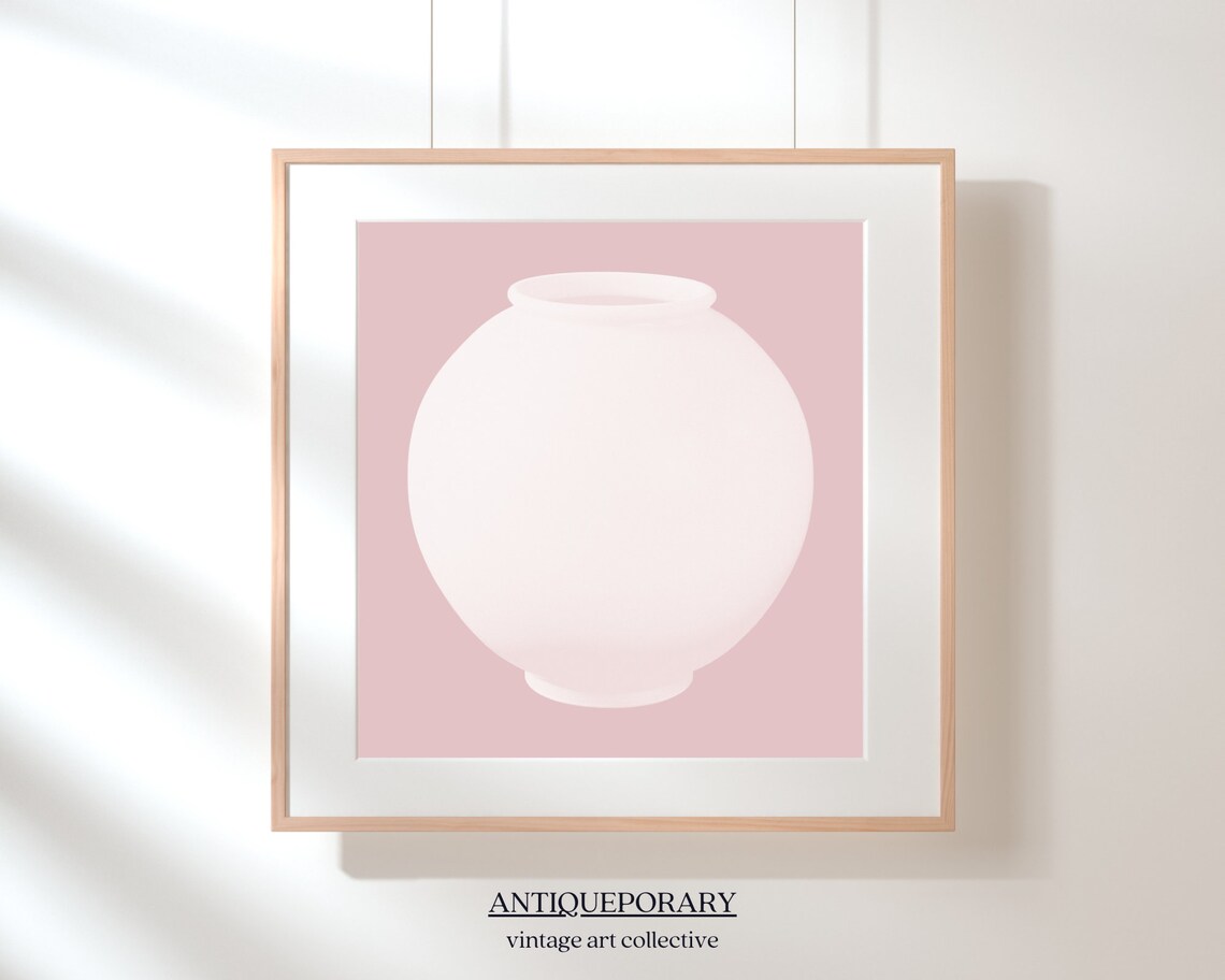 Minimalist White Porcelain Vase on Dusty Pink Abstract Poster - Image 5