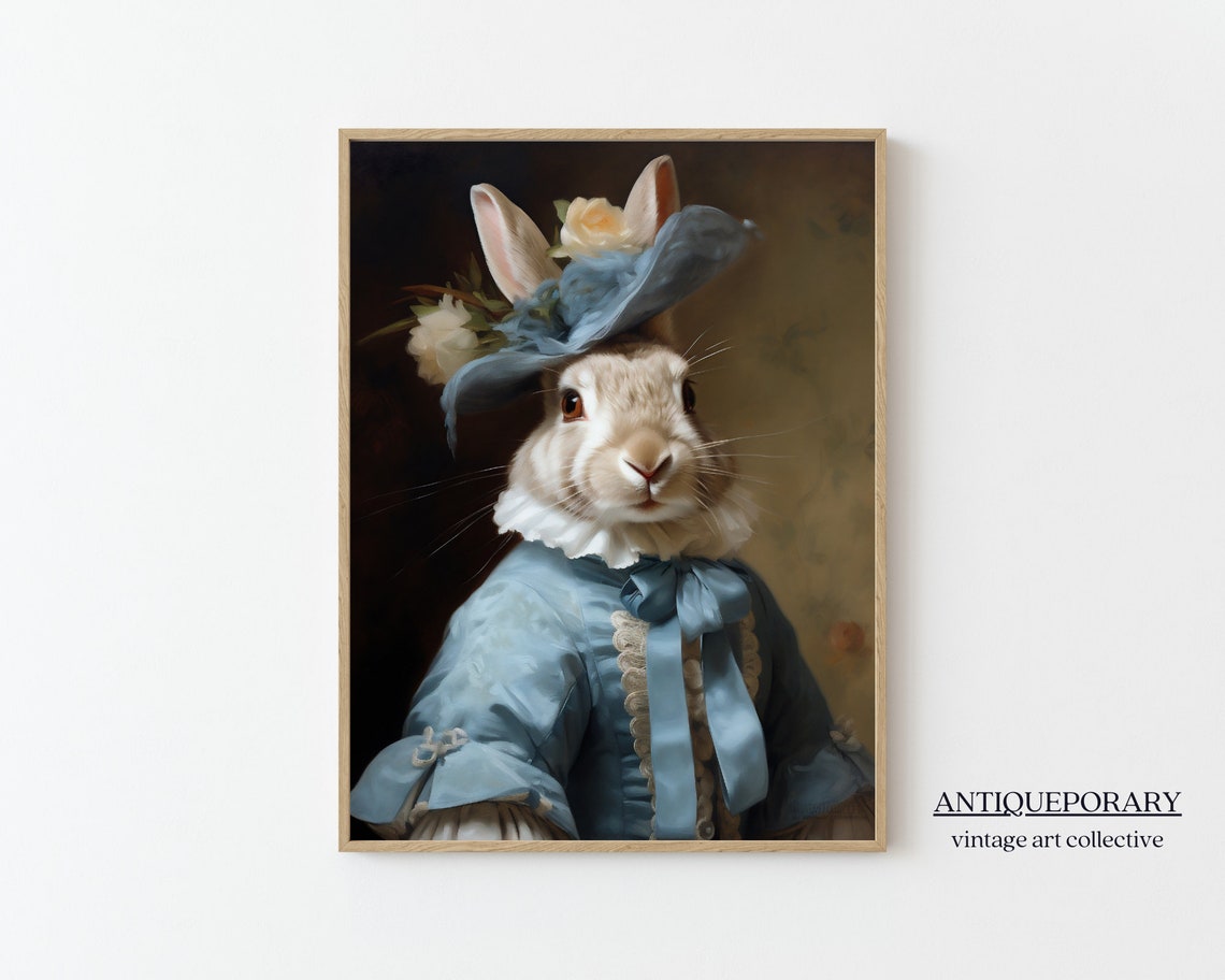 Victorian Animal Portrait Dressed Animal Prints Royal Rabbit Poster Royal Animal Painting Renaissance Animal Portrait Farm Animal Art