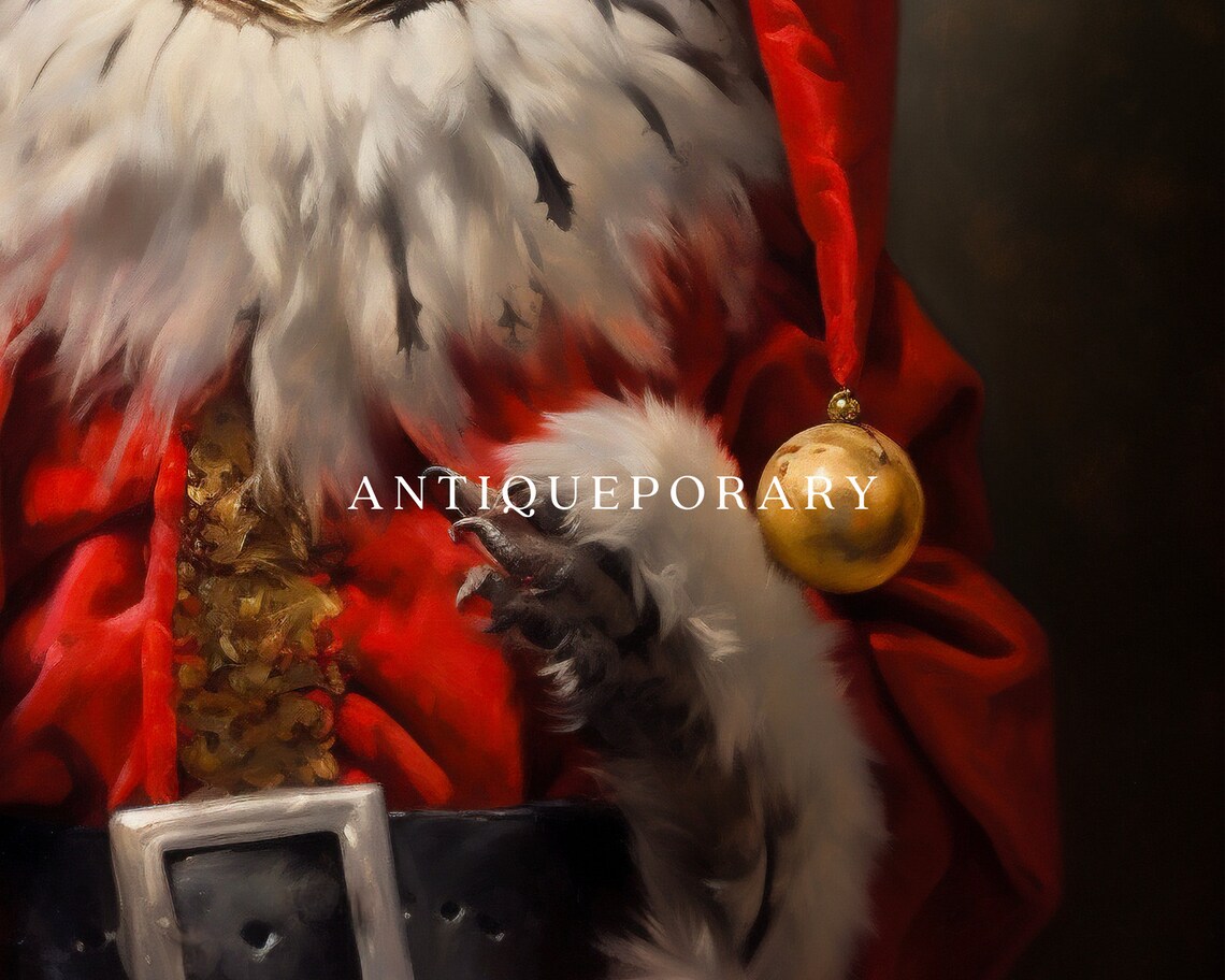 Christmas Santa Owl Red Robe Gold Ornament Holiday Portrait Poster - Image 2