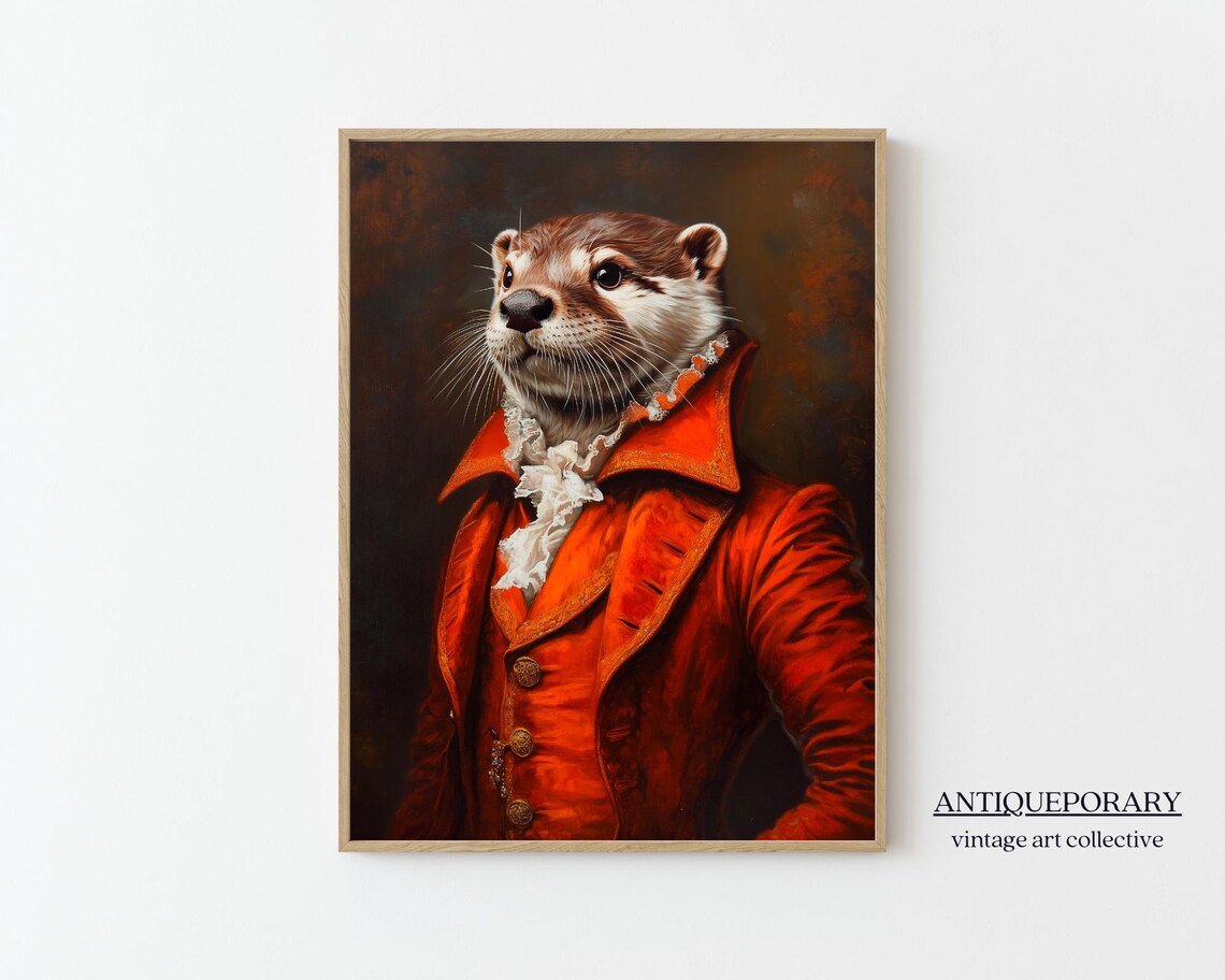 Victorian Animal Portrait Vintage Animal Print Royal Otter Painting Dressed Animal Print Renaissance Animal Animal Lover Gift - Image 7