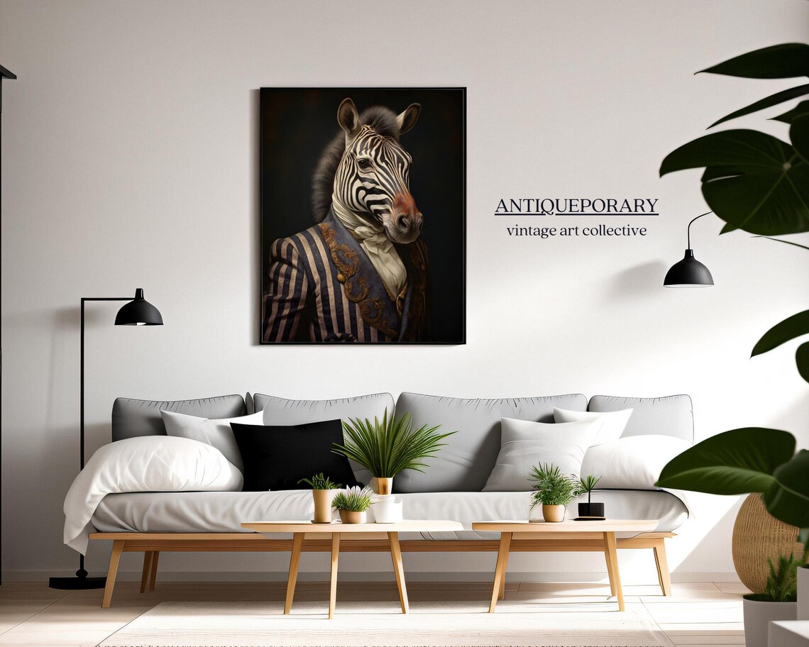 Zebra Striped Navy Coat Gold Embroidery Dapper Victorian Portrait Poster - Image 4
