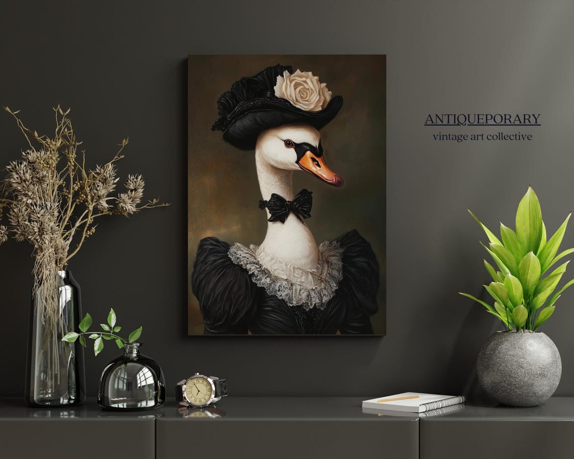 Royal Lady Swan Black Victorian Mourning Dress Portrait Poster - Image 6