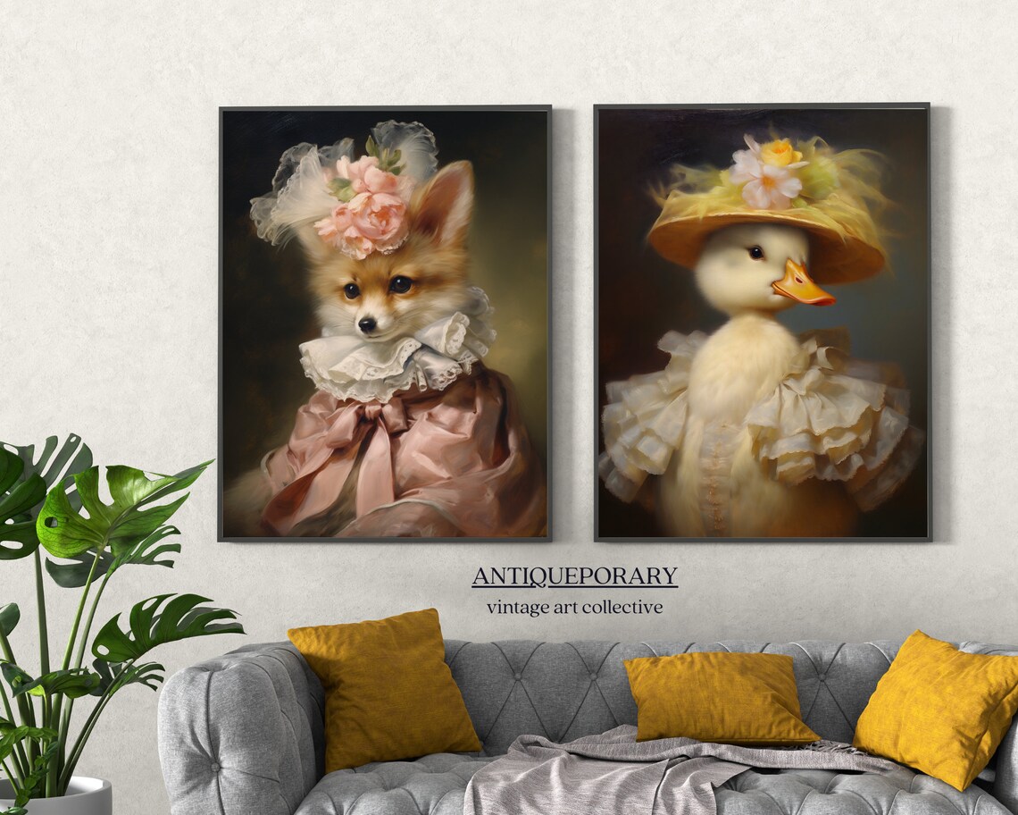 Baby Duck Bonnet Flower Hat Ruffled Dress Victorian Portrait Poster - Image 4