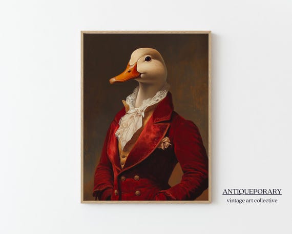 Vintage Animal Print Victorian Animal Portrait Royal Duck Print Moody Dressed Animal Art Renaissance Animal Animal Lover Gift