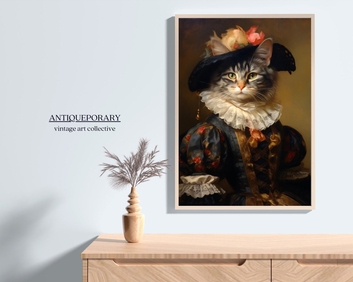 Victorian Animal Portrait Dressed Animal Print Lady Cat Poster Royal Animal Paintings Renaissance Animal Portraits Vintage Inspired Art - Image 5