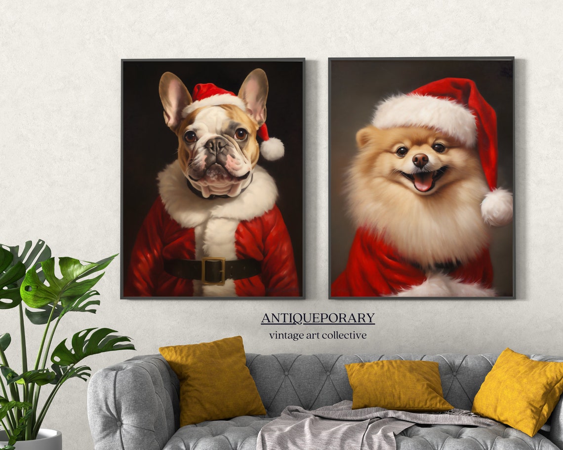 French Bulldog Dressed as Santa Claus Christmas Portrait Poster - Image 5