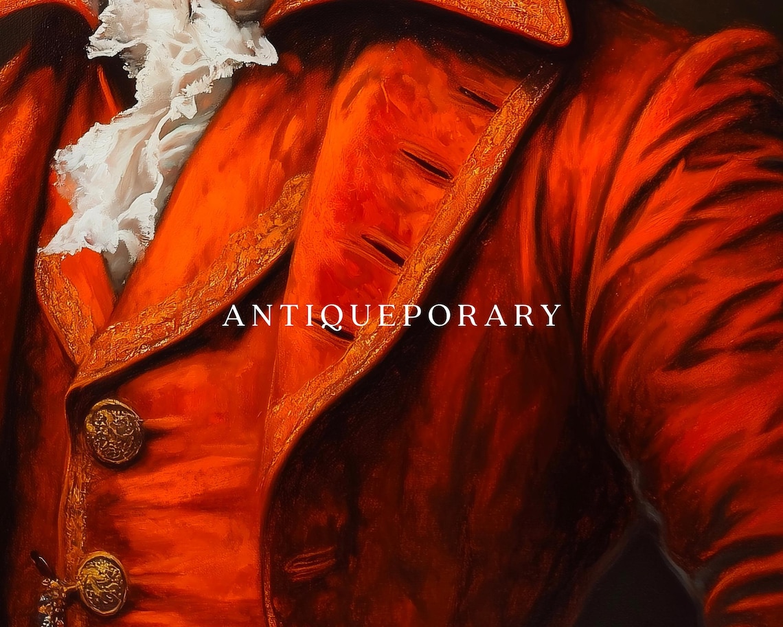 Royal Otter Gentleman Portrait Red Coat Lace Cravat Vintage Poster - Image 2