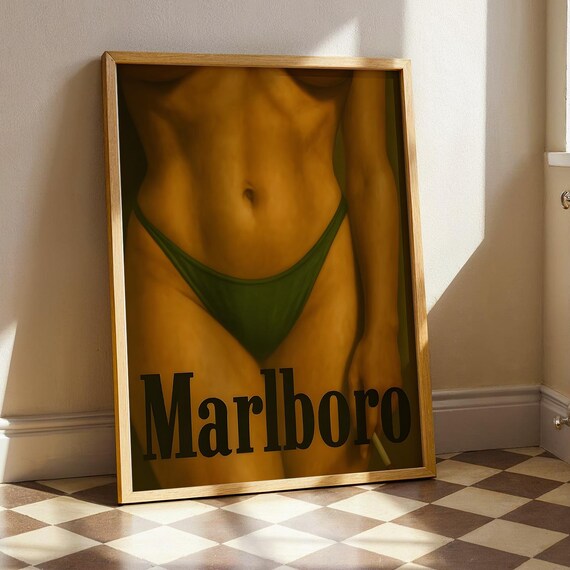 Marlboro Retro Bikini Girl Vintage Advertisement Style Wall Art