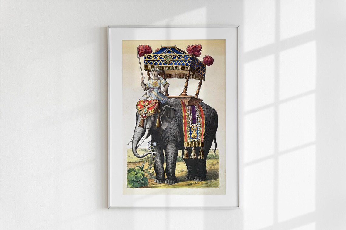 Royal Decorated Elephant Heritage Vintage Indian Safari Art Poster