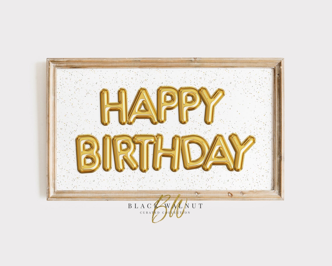 Gold Happy Birthday Foil Balloon Letters Glitter Party Banner Wall Art