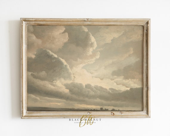Cloud Painting Vintage Cloud Art Print Neutral Farmhouse Wall Decor French Country Decor Horizontal Wall Art Large Wall Art