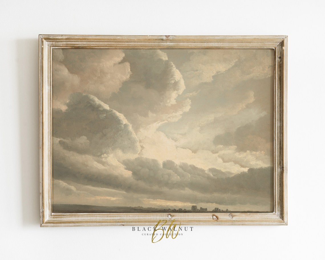Dramatic Vintage Cloud Study Gray Gold Sky Antique Artwork Poster