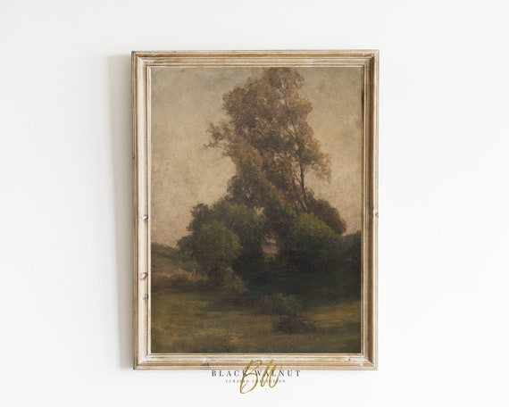 Dark Moody Landscape Print Country Trees Vintage Painting Print Of Antique Oil Painting Prints French Farmhouse Decor