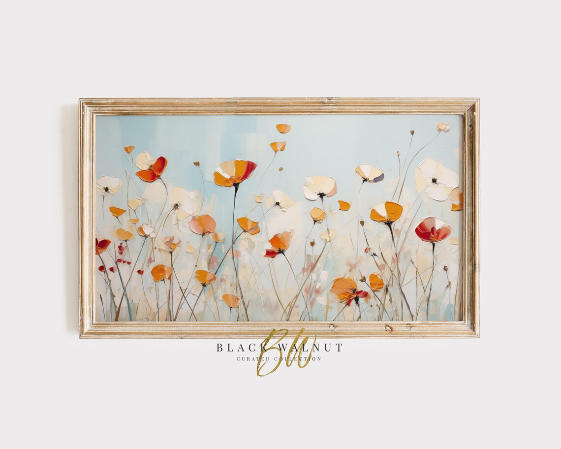 Wildflowers Art, Spring Summer Orange Flowers
