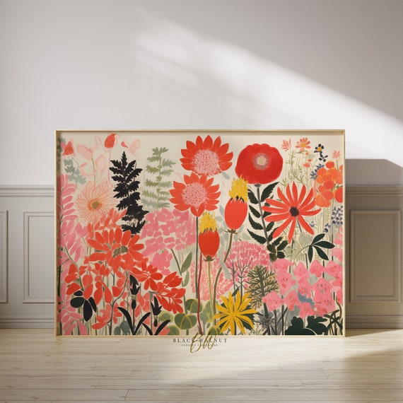 Modern Wildflowers Art Print, Maximalist Floral Decor
