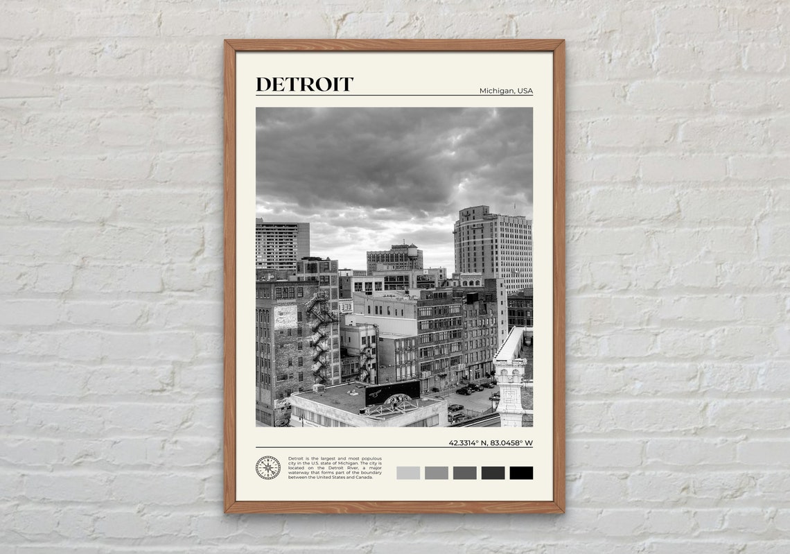Black And White Detroit Print Detroit Wall Art Detroit Poster Detroit Photo Detroit Poster Print Detroit Wall Decor Michigan Poster