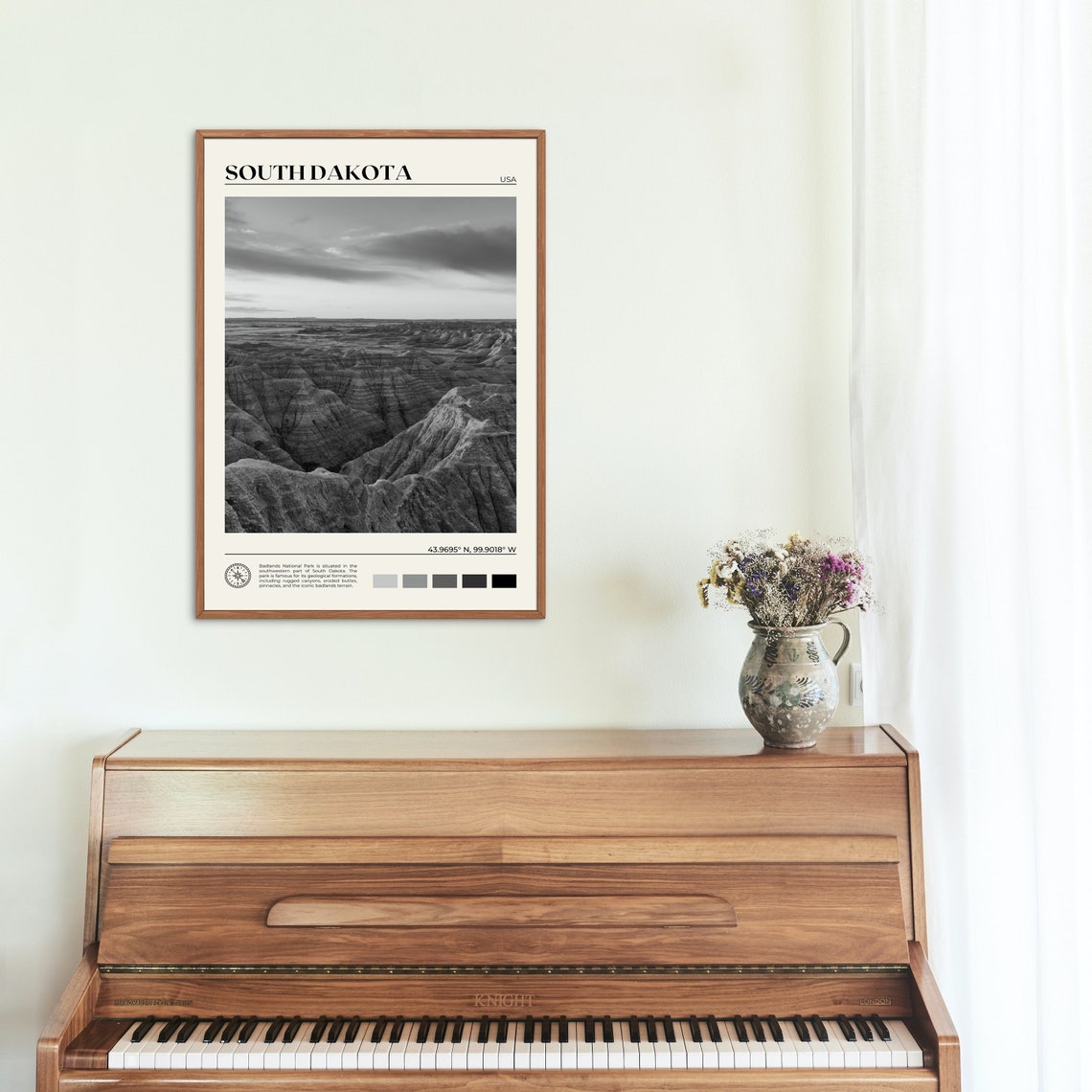 Black And White South Dakota Print South Dakota Wall Art South Dakota Poster South Dakota Photo South Dakota Wall Decor Usa Poster - Image 2
