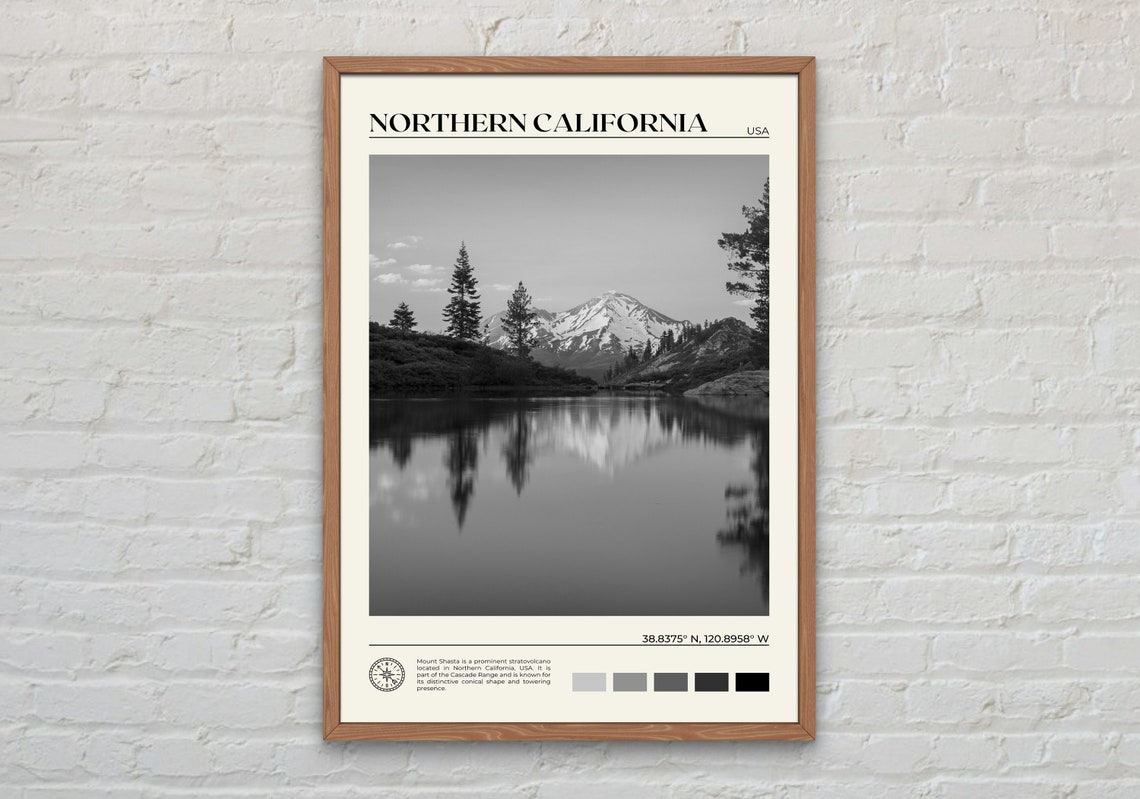 Black And White Northern California Print California Wall Art Northern California Poster California Photo California Poster Print