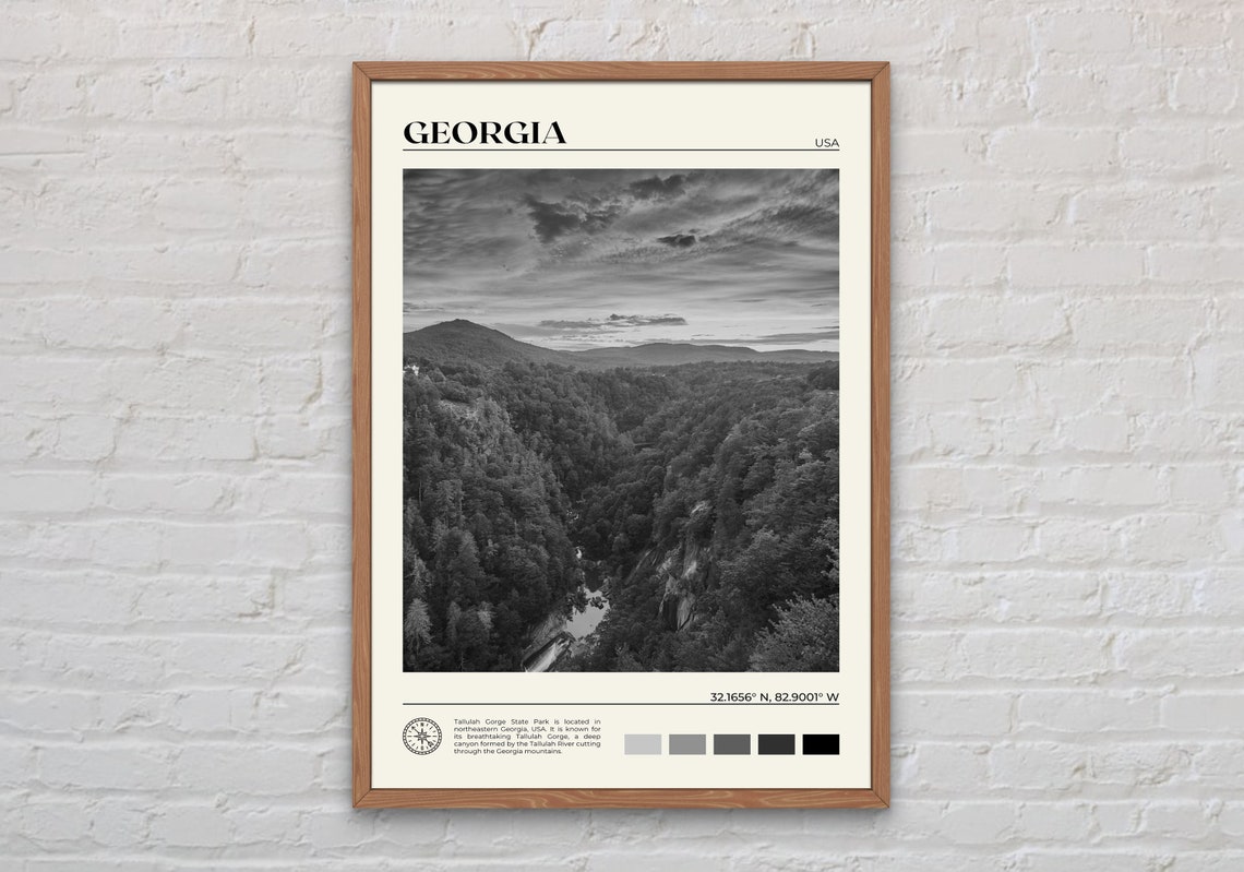 Black And White Georgia Print Georgia Wall Art Georgia Poster Georgia Photo Georgia Poster Print Georgia Wall Decor United States