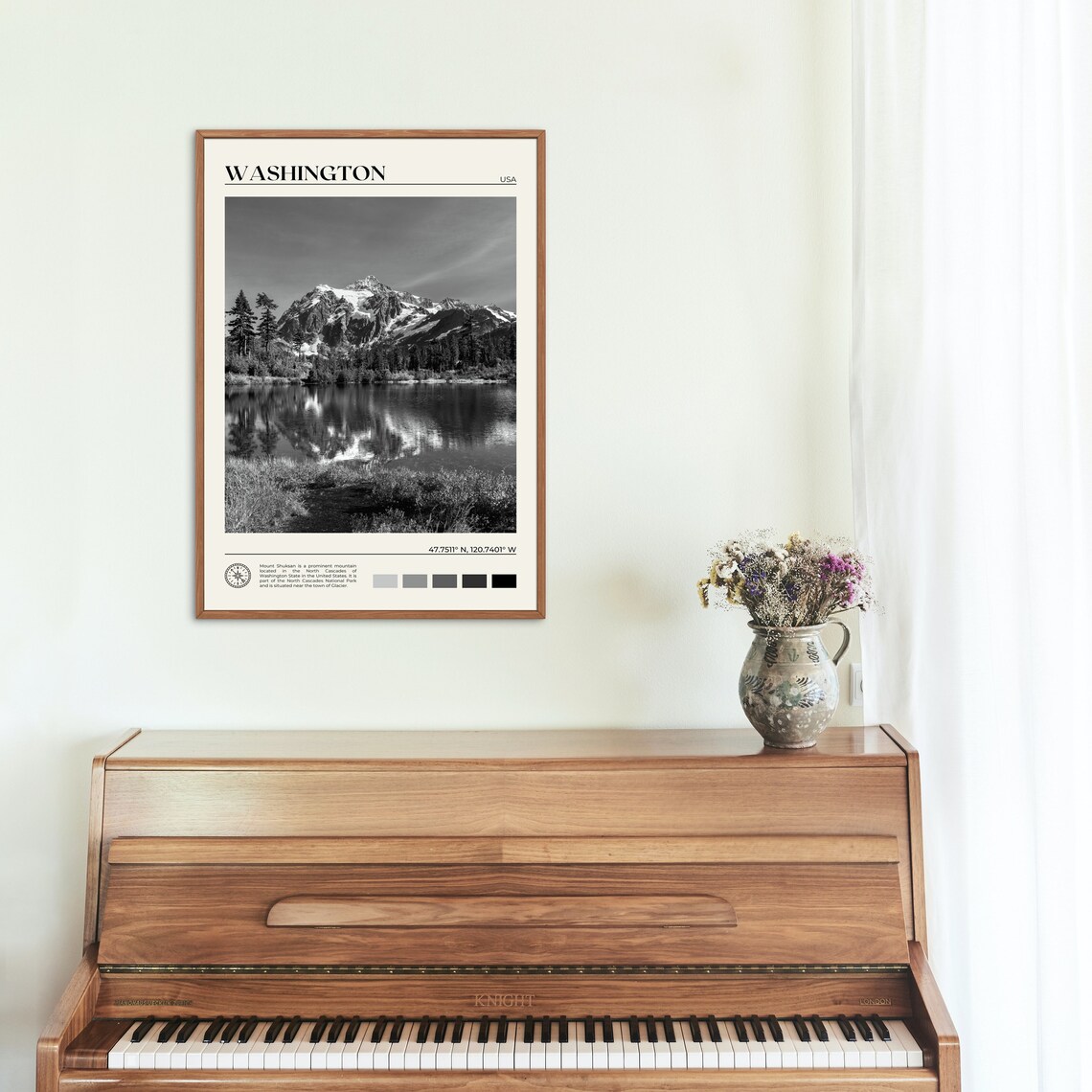 Black And White Washington Poster, Wall Art Print - Image 2