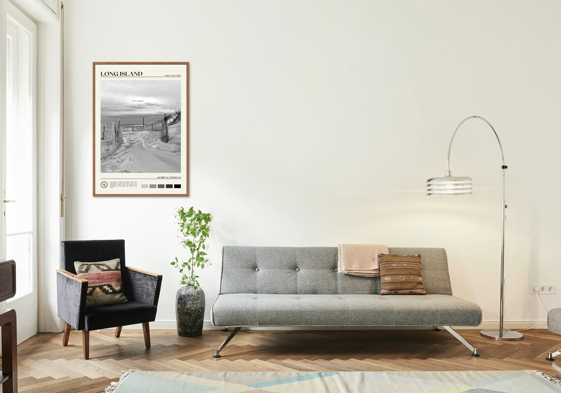 Black and White Long Island Art Print, Coastal Decor - Image 3