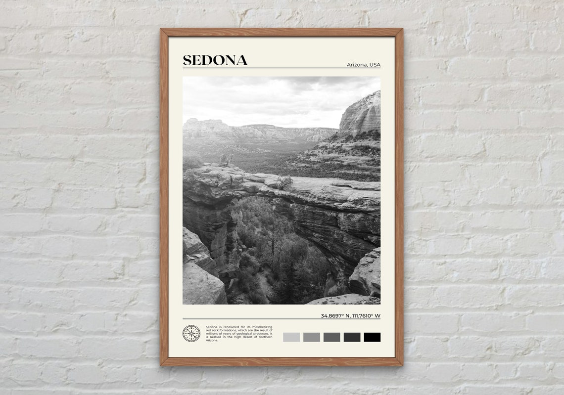 Black And White Sedona Print Sedona Wall Art Sedona Poster Sedona Photo Sedona Poster Print Sedona Wall Decor Sedona Print Usa