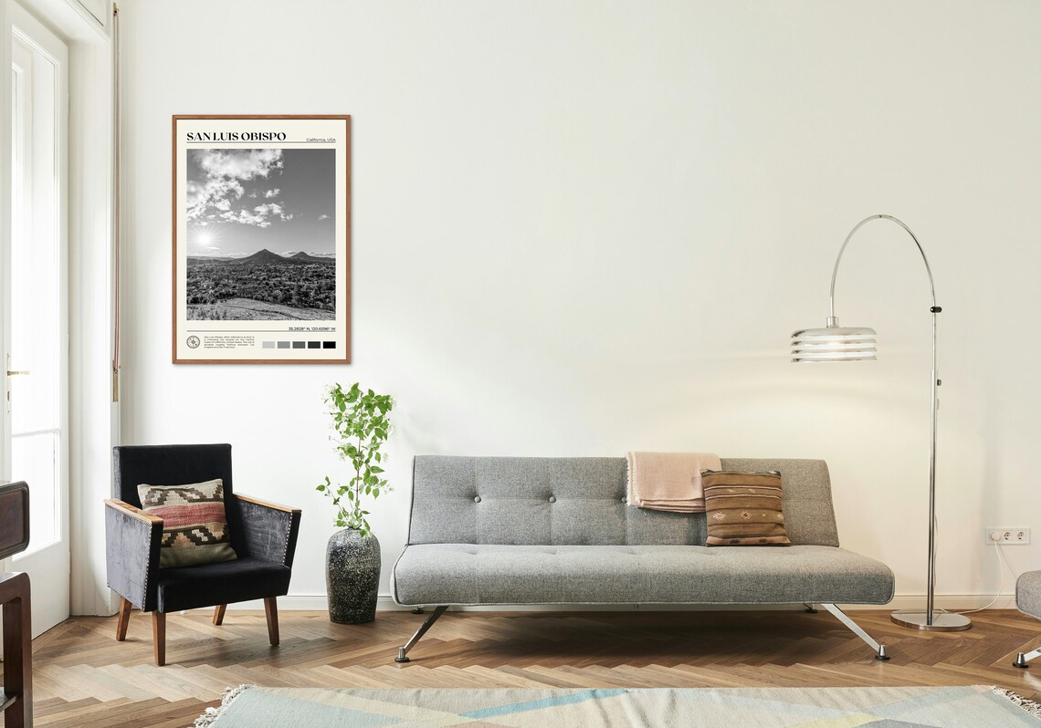 San Luis Obispo Black and White Travel Poster - Image 3