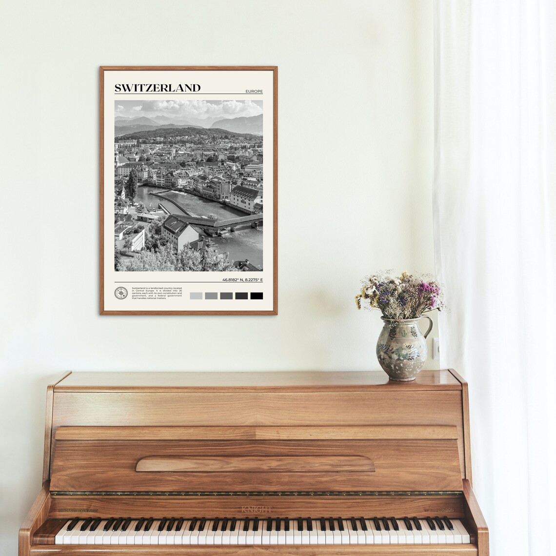 Switzerland Black and White Travel Poster Print - Image 2