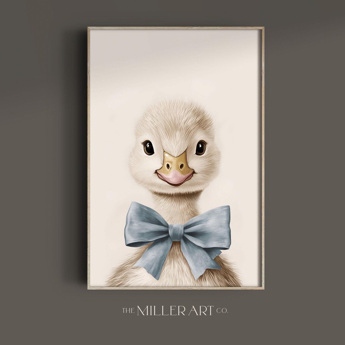 Goose In Blue Bow Art Print Whimsical Nursery Decor