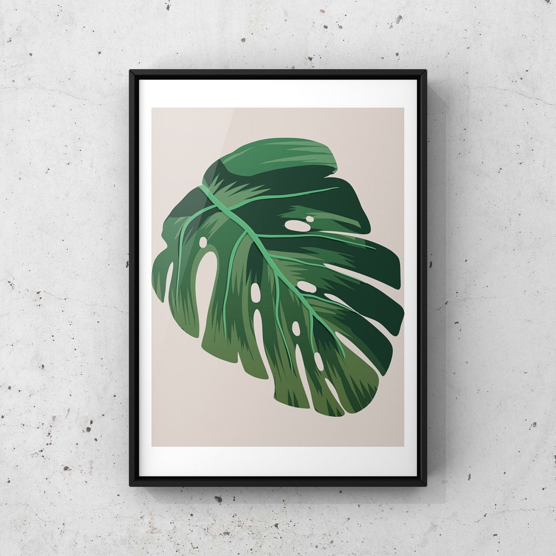 Monstera Botanical Wall Art Tropical Leaves Greenery Decor Living Room Decor - Image 2