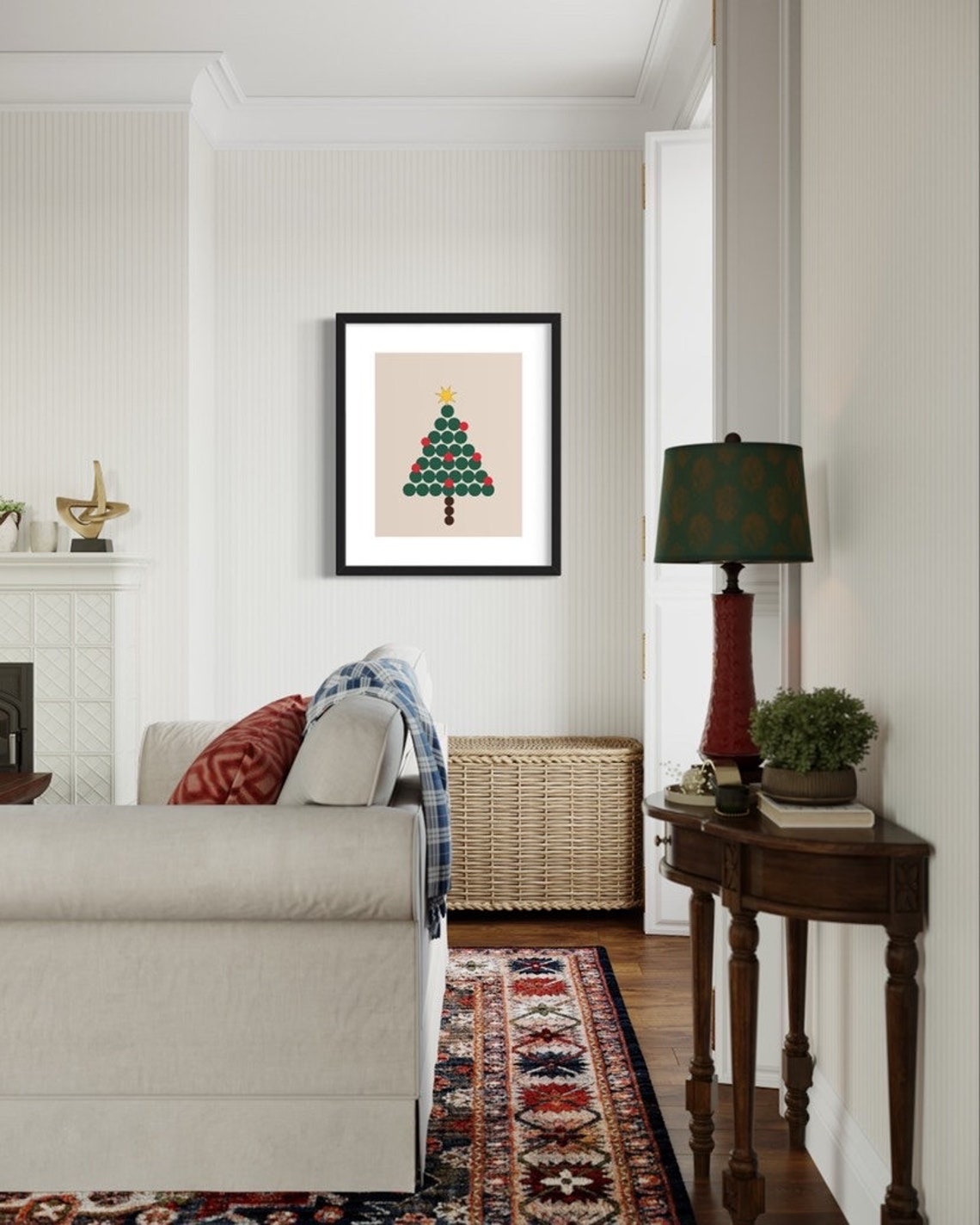 Minimalist Christmas Tree Geometric Circle Dot Ornament Holiday Poster - Image 2