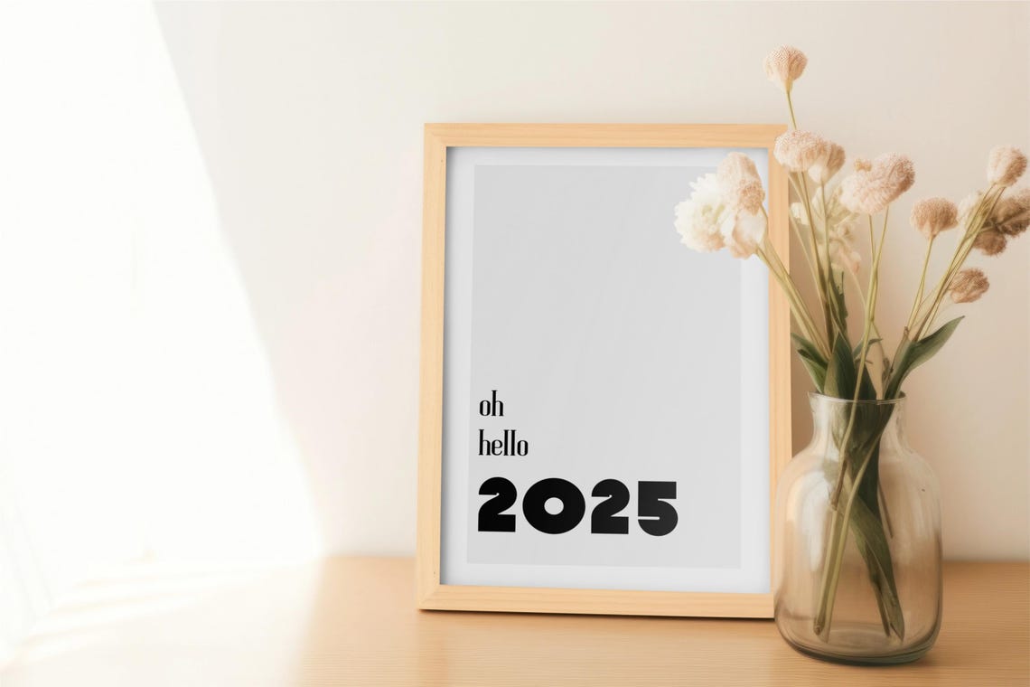 Oh Hello 2025 Minimalist Typography New Year Celebration Poster - Image 2