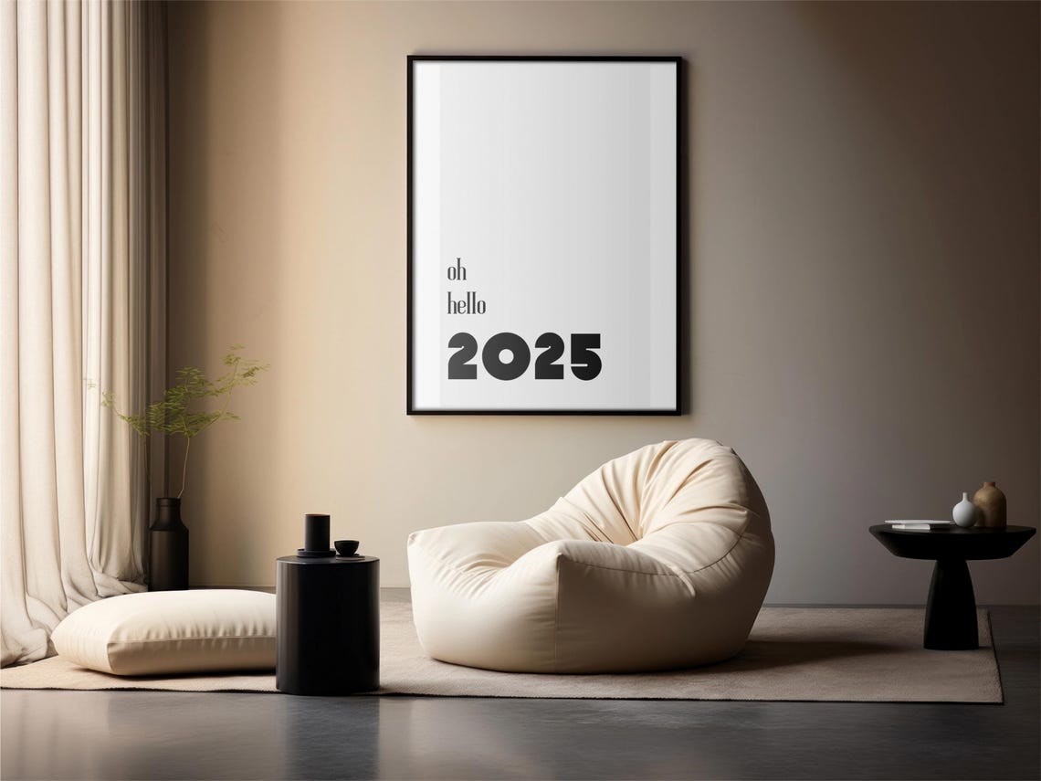 Oh Hello 2025 Minimalist Typography New Year Celebration Poster - Image 3