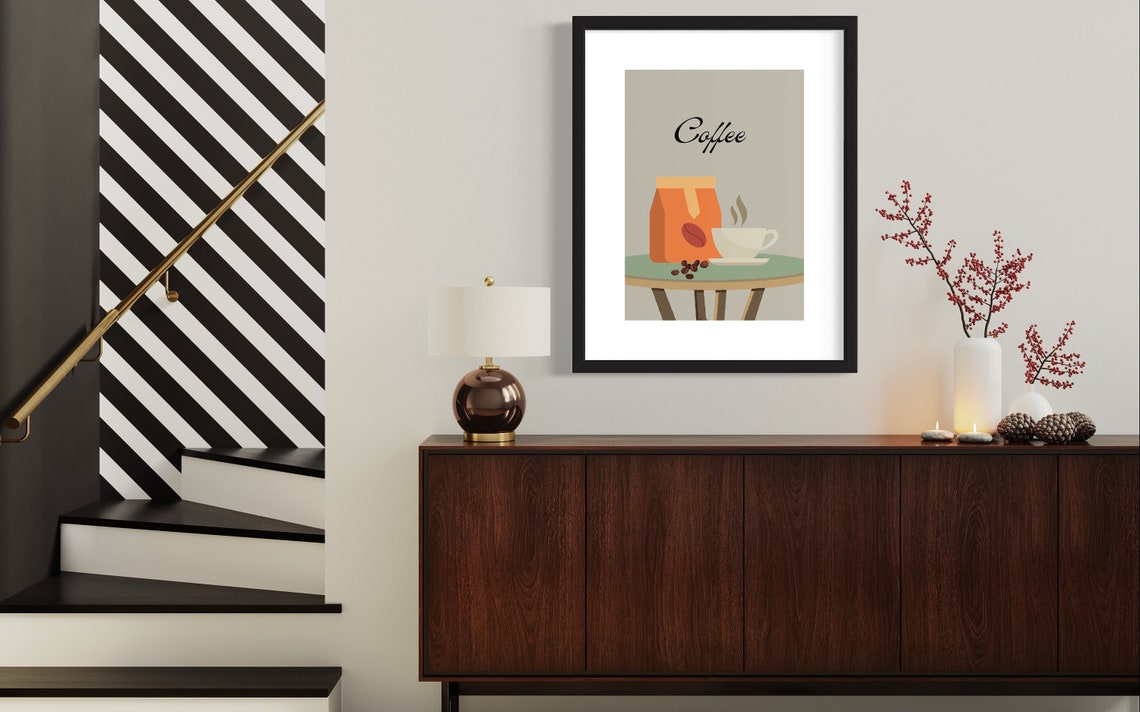 Coffee Cup Beans Kitchen Decor Cafe Style Typography Wall Poster - Image 3
