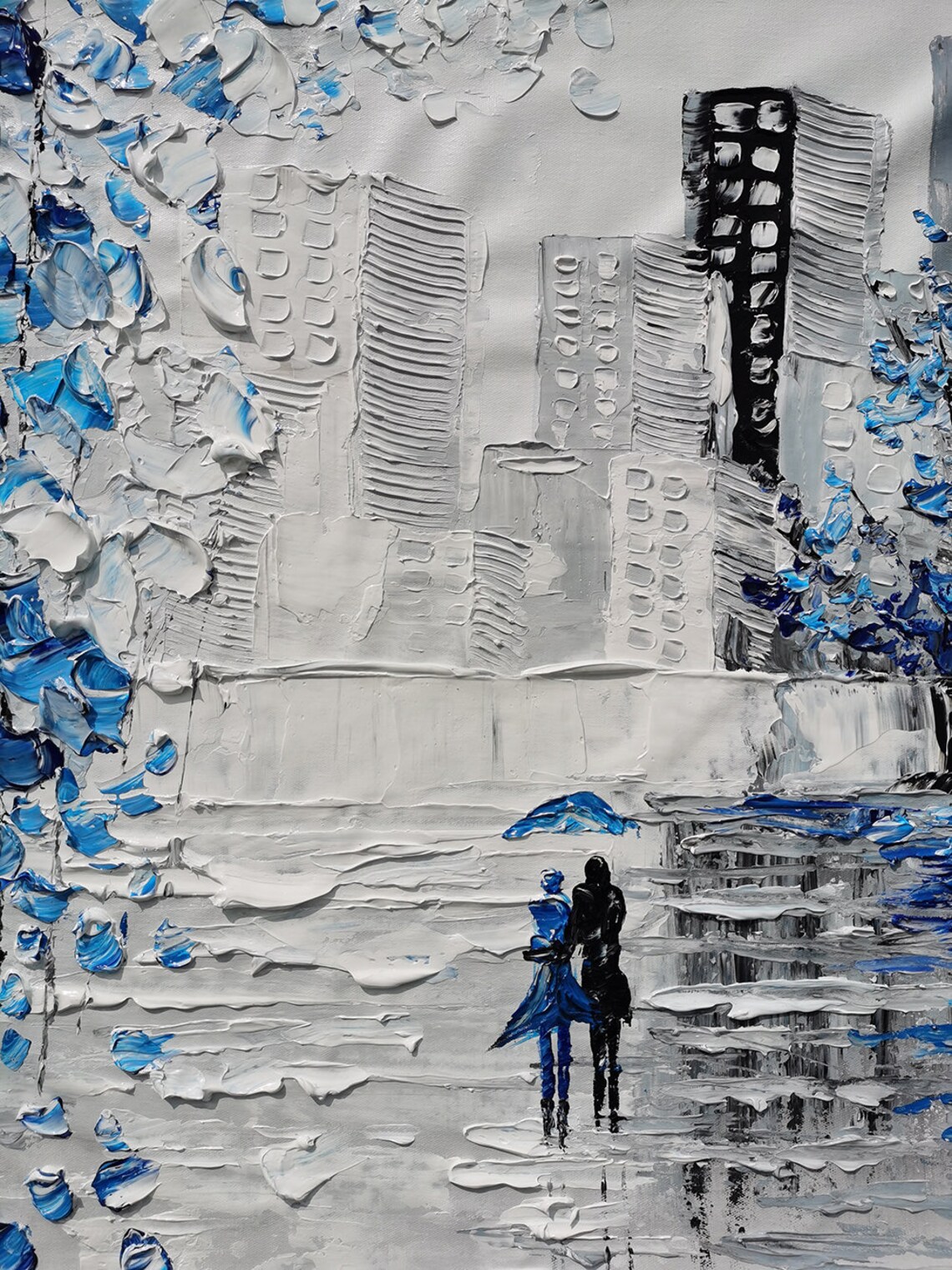 Rainy Day Cityscape Modern Abstract Art Print - Image 2
