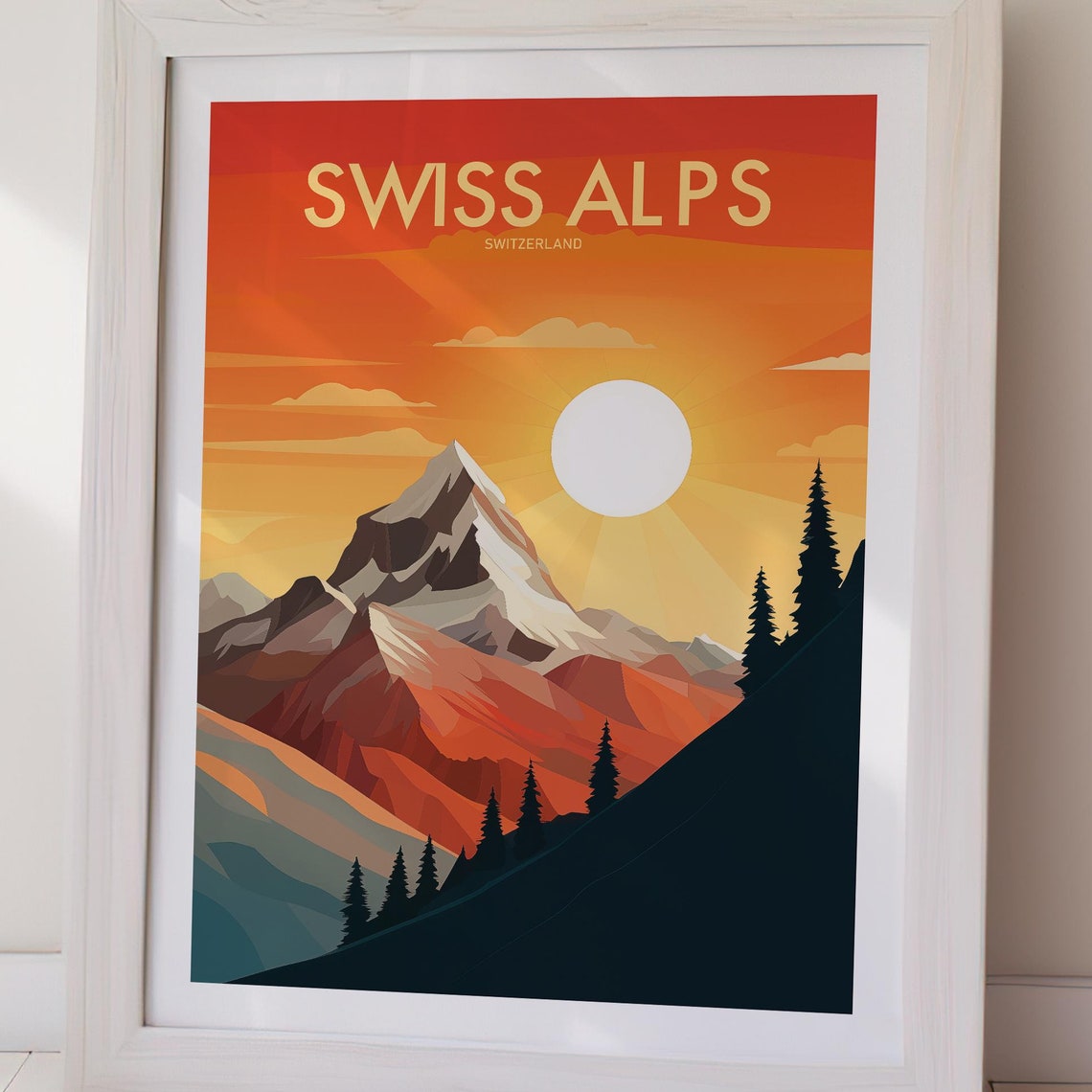 Swiss Alps Poster Country Art Wall Art Wall Art Gift Gifts For Her Holiday Travel Gifts For Him Holiday Gift - Image 3