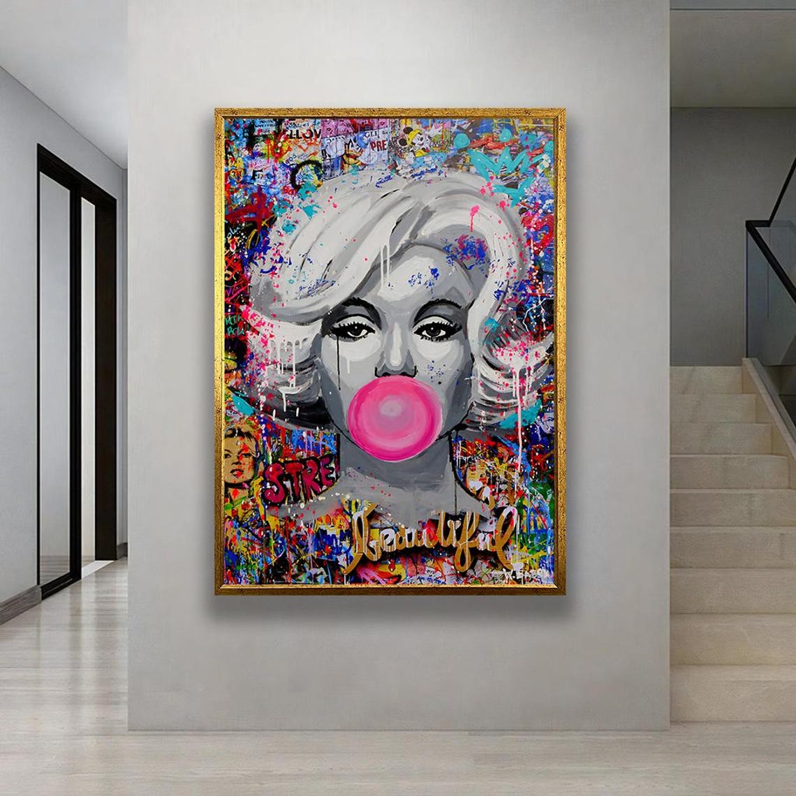 Marilyn Monroe Pink Bubblegum Pop Art Graffiti Portrait Poster