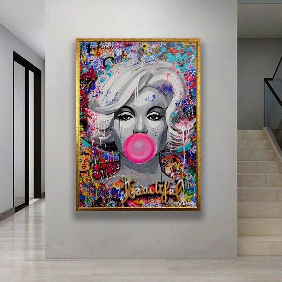 Marilyn Monroe Pink Bubblegum Pop Art Graffiti Portrait Poster