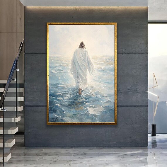 Jesus Walking On Water White Robe Ocean Faith Christian Art Poster