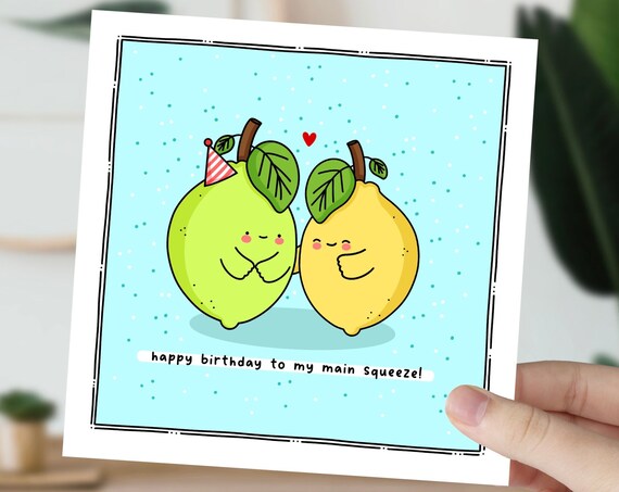 Cute Birthday Card For Partner Kawaii Birthday Card Funny Pun Birthday Card Lemon Puns Lime Puns Punny Lemon And Lime