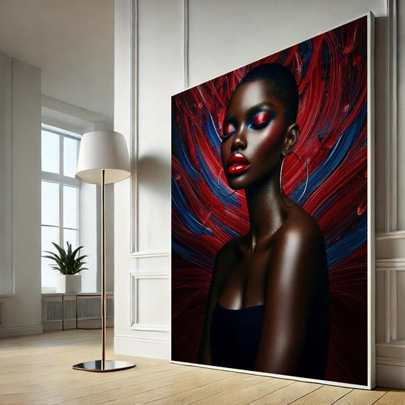 Red Abstract Woman Canvas Wall Art Print Bold Modern Minimalist Decor For Home Living Room Office