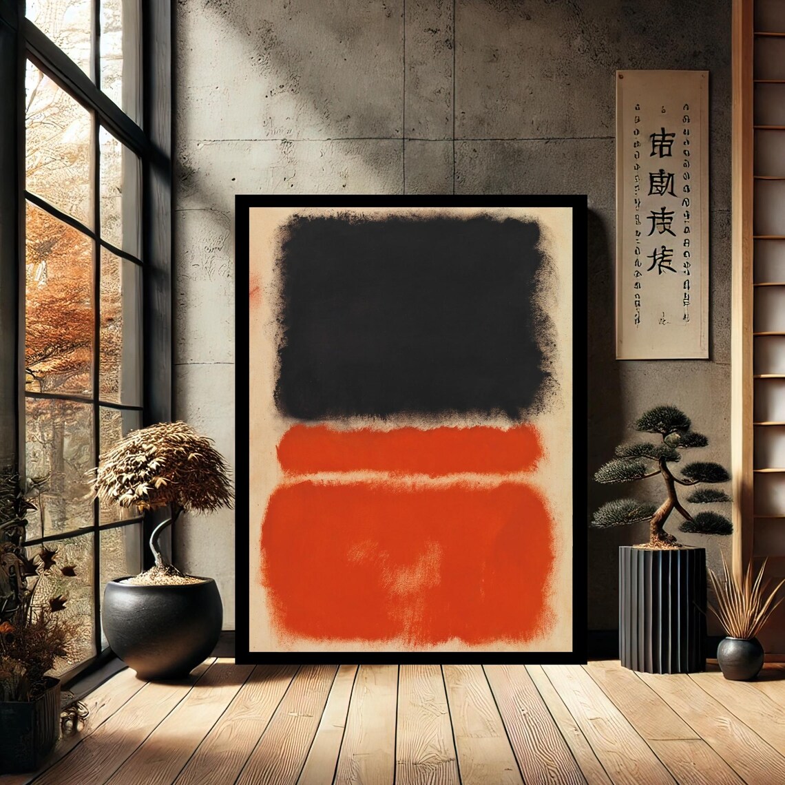 Rothko Style Black Red Color Field Bold Abstract Modern Art Poster