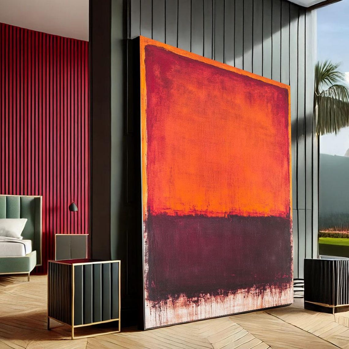 Rothko Inspired Crimson And Rust Color Field Abstract Canvas Print