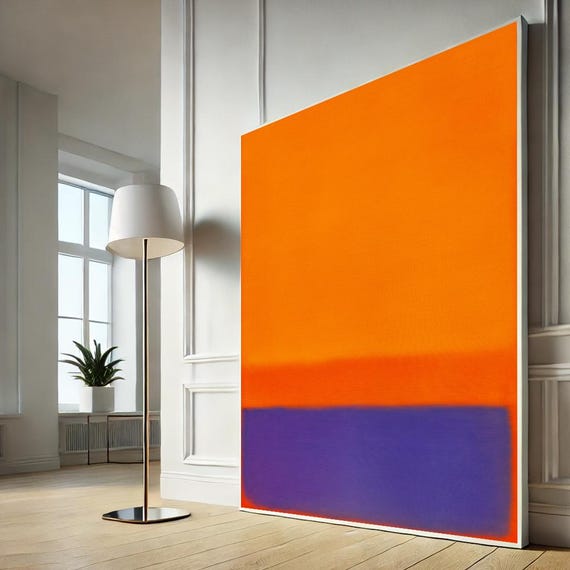 Mark Rothko Style Abstract Canvas Art Bold Orange And Purple Colorfield Painting For Modern Living Room Decor